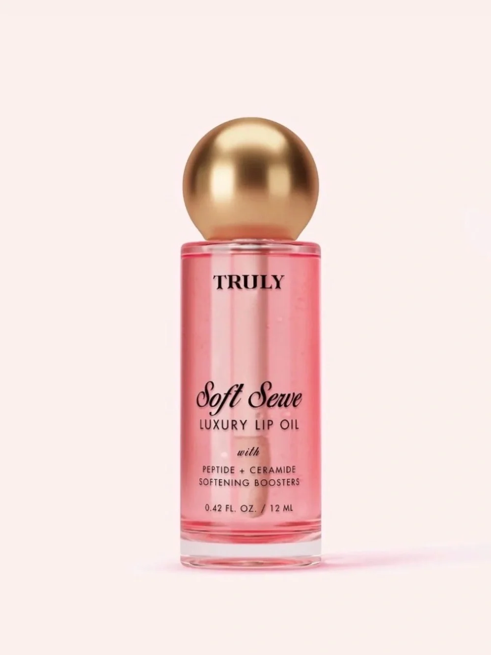TRULY Soft Serve Luxury Lip Oil — Pink with Gold Cap